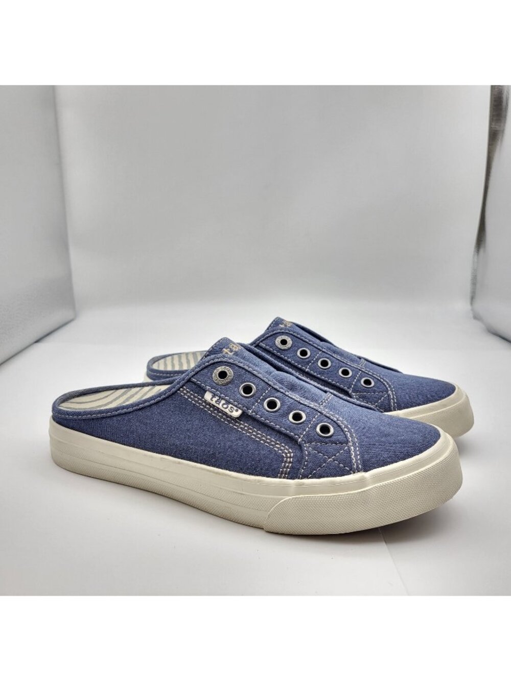 Taos Footwear Women's Ez Soul Canvas Mule Sneakers Size 8 Vegan denim